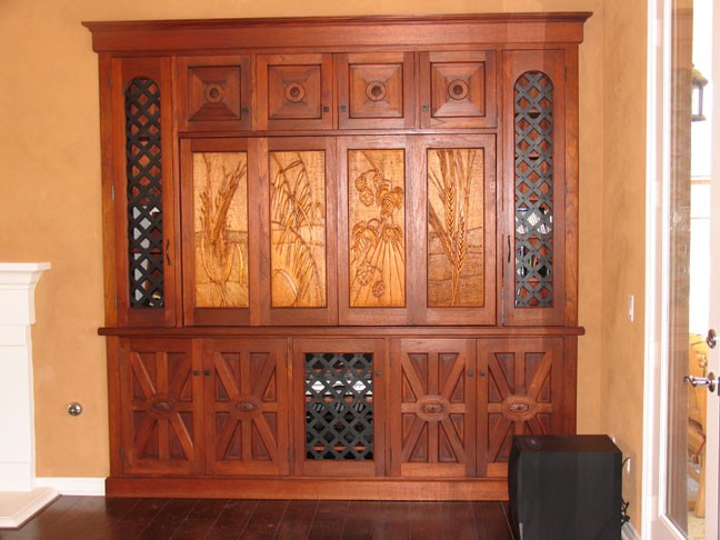 Spanish Entertainment Center with Wrought Iron